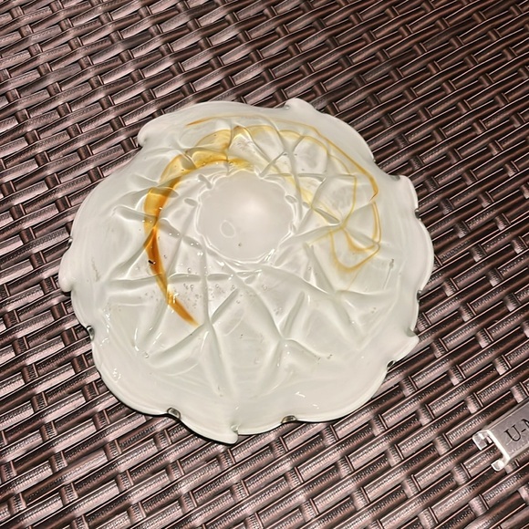 handmade freeform glass dish 7 1/2”wX3”H apx multicolor bowl artisan Vintage - Picture 3 of 4